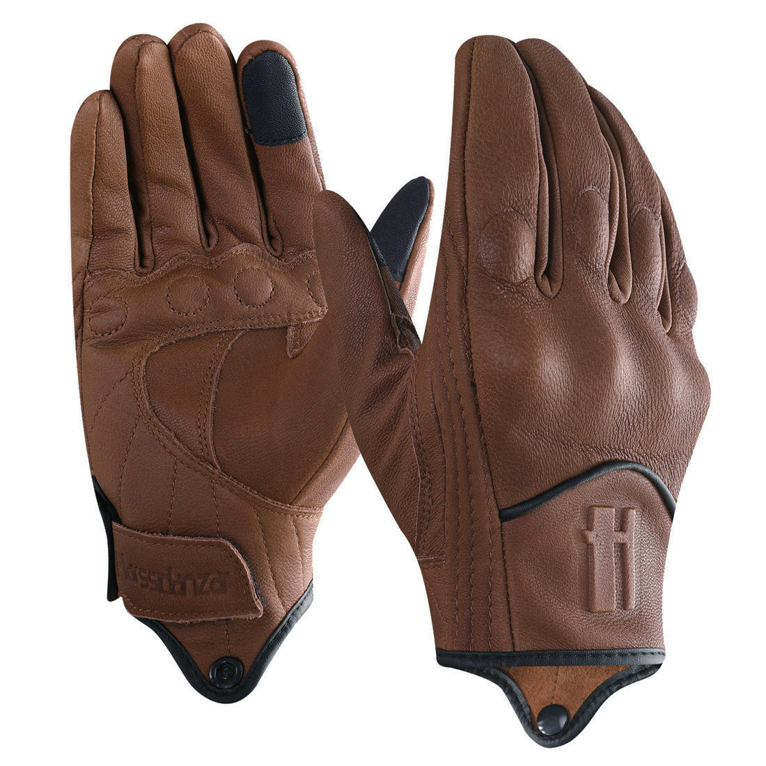 Harssidanzar Mens Full finger Goatskin Leather Touchscreen Motorcycle Gloves
