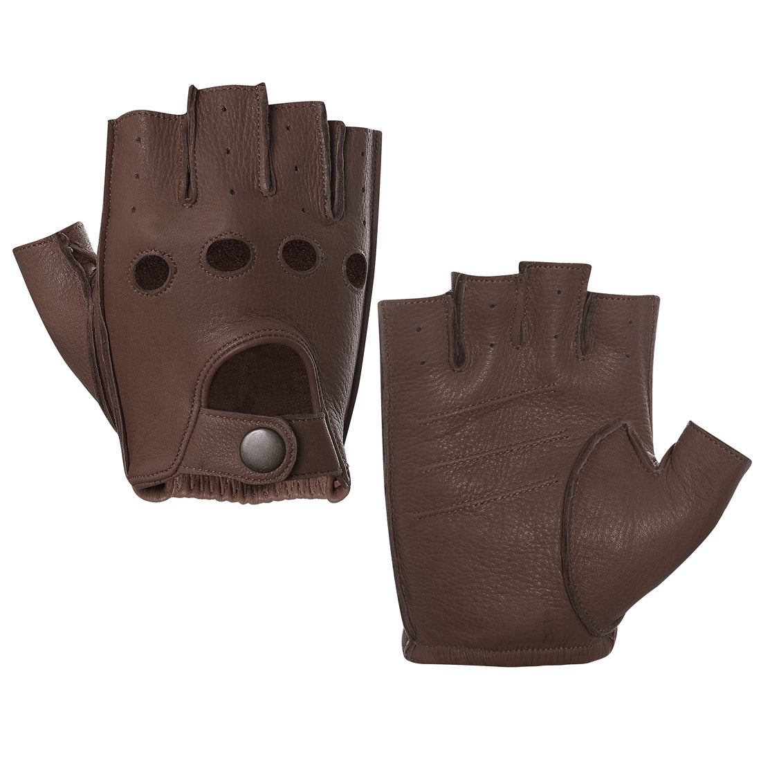 Harssidanzar Hand Made Mens Fingerless Deerskin Leather Driving Gloves