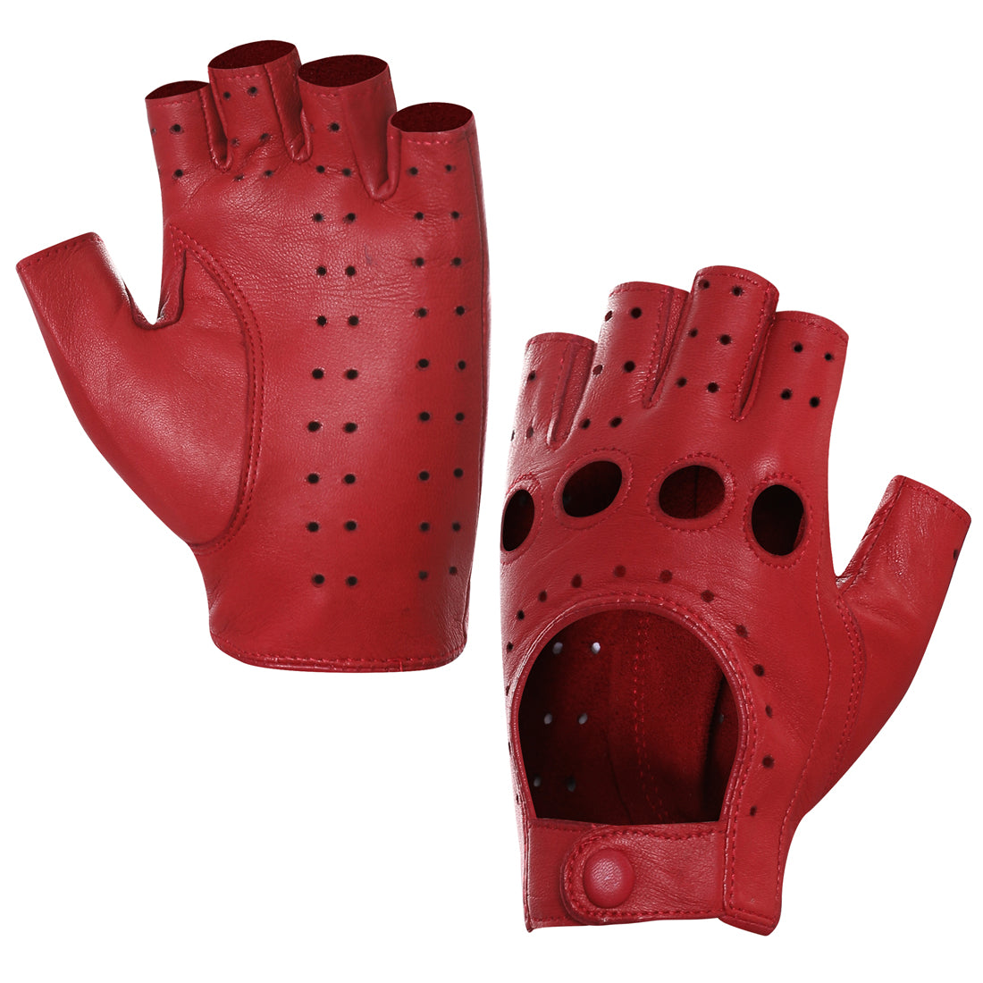 Fingerless Driving Gloves Red - Handmade in Italy 6 - Xs