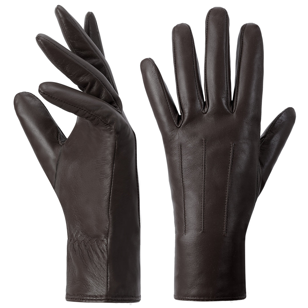 Harssidanzar Womens Winter Warm Cashmere Lining Touchscreen Texting Warm Driving Lambskin Leather Gloves GL017