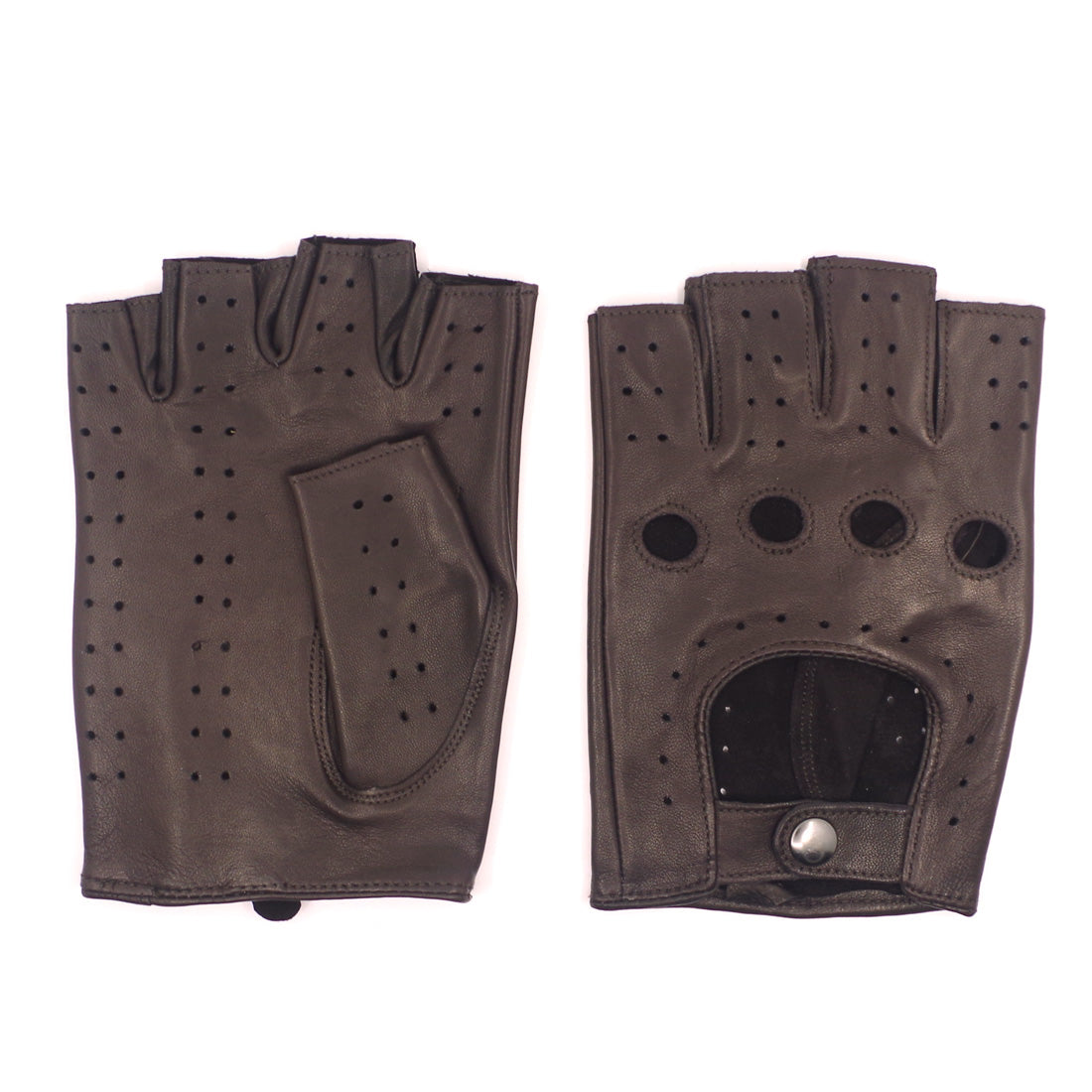 GSG SINCE 1998 Vingerloze leren handschoenen voor heren, halve vingers, retro, schapenleer, ongevoerd 161078, Braun 24006, L GSG SINCE 1998 Vingerloze leren handschoenen voor heren, halve vingers, retro, schapenleer, ongevoerd 161078, Braun 24006, L