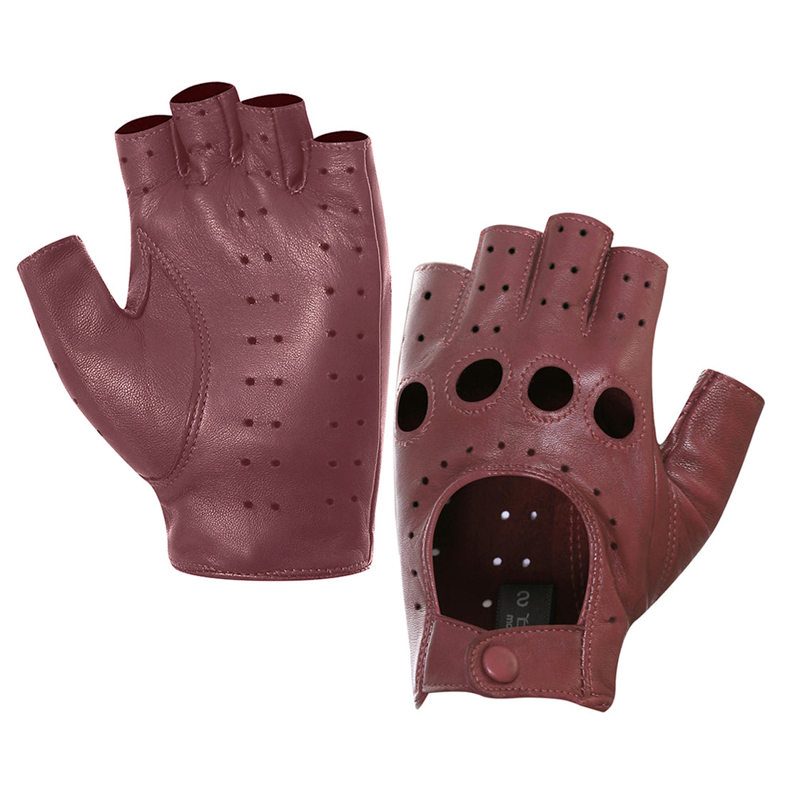 True Brown Sheepskin Leather Fingerless Driving Gloves
