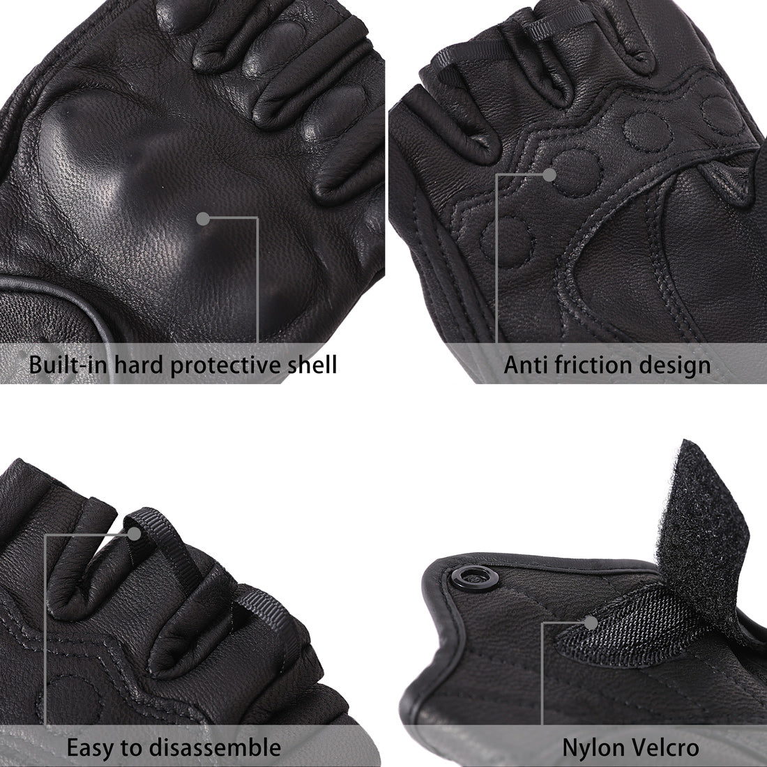 Pro Biker Leather Half Finger Bike Hand Gloves – Autosparz