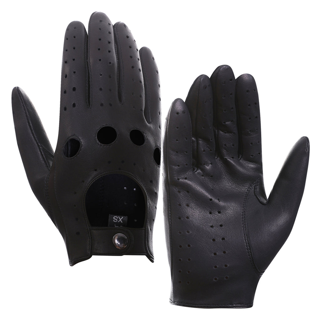  Harssiney Guantes de cuero para hombre, transpirables, para  conducir, motociclista, pantalla táctil, nudillos duros, perforados negros,  S : Automotriz