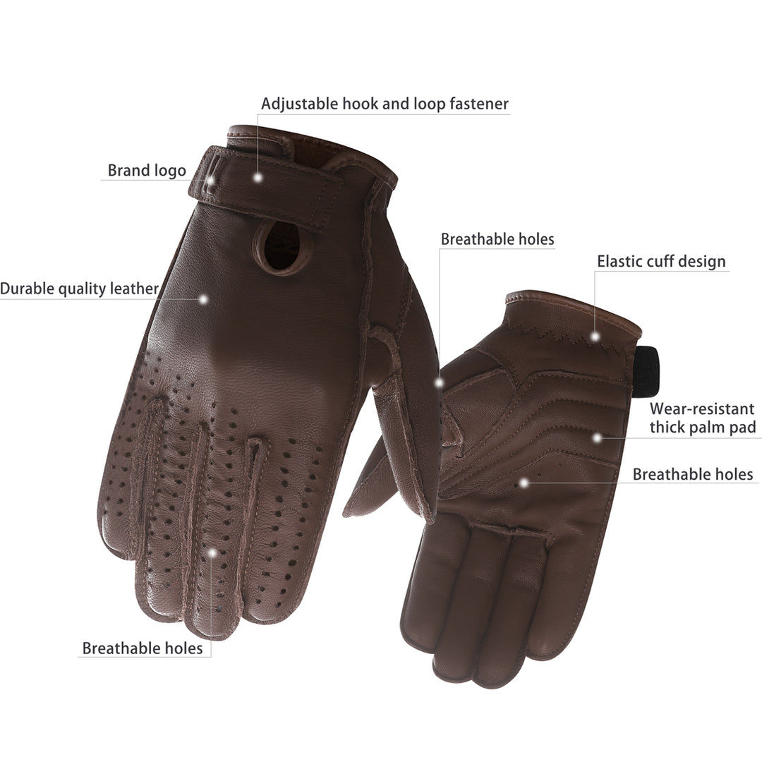 Harssidanzar Motorcycle Gloves for Men Breathable Leather Driving Glo