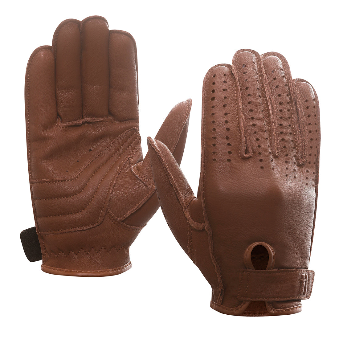 Men's Fingerless Leather Driving Gloves, British Racing Green / L