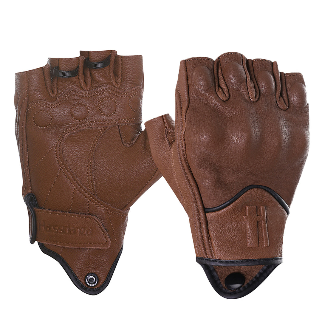 Harssidanzar Womens Fingerless Motorcycle Gloves Goatskin Leather Touc