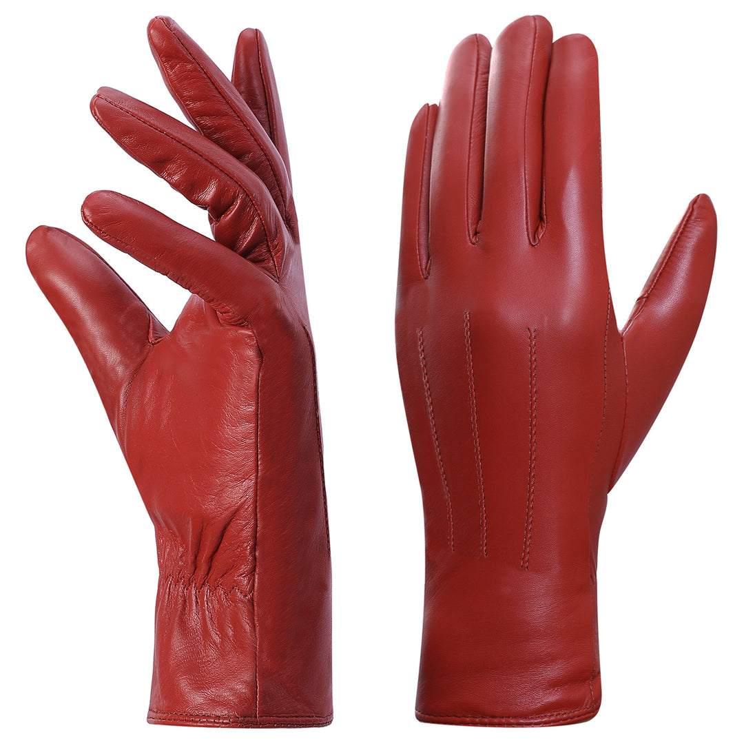 Harssidanzar Leather Gloves Women, Winter Warm Fleece Lining