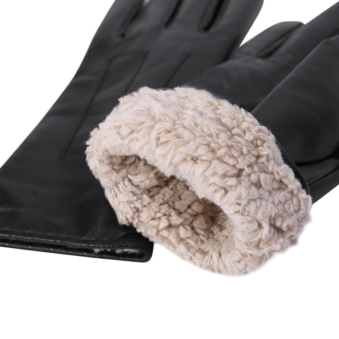 Harssidanzar Leather Gloves Women Winter Warm Fleece Lining Touchscre